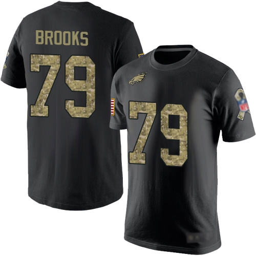 Men Philadelphia Eagles #79 Brandon Brooks Black Camo Salute to Service NFL T Shirt->nfl t-shirts->Sports Accessory
